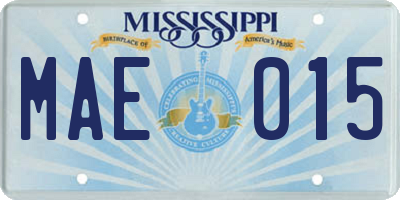 MS license plate MAE015