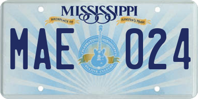 MS license plate MAE024