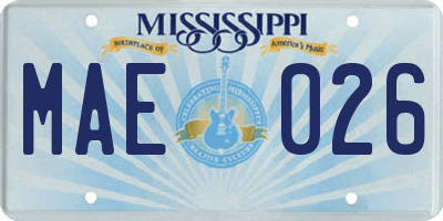 MS license plate MAE026
