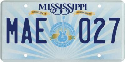 MS license plate MAE027