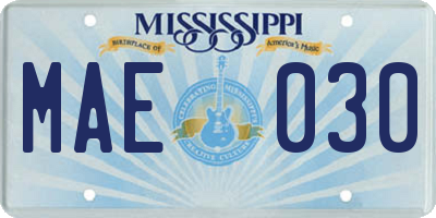 MS license plate MAE030