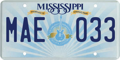 MS license plate MAE033