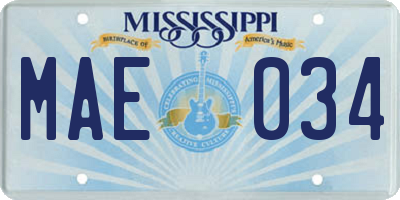 MS license plate MAE034