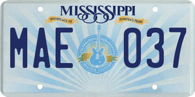 MS license plate MAE037