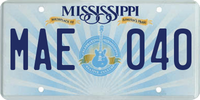 MS license plate MAE040