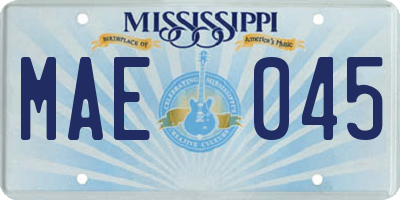 MS license plate MAE045