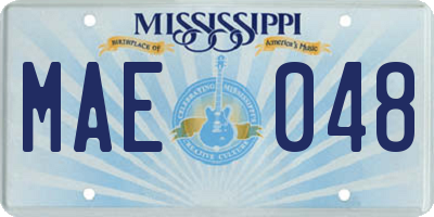 MS license plate MAE048