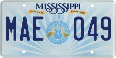 MS license plate MAE049