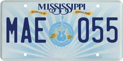 MS license plate MAE055