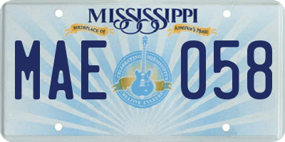 MS license plate MAE058