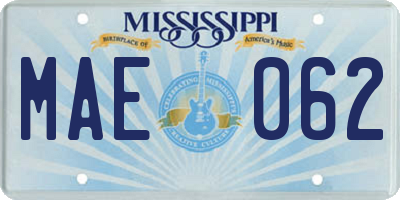 MS license plate MAE062