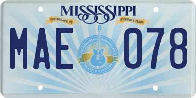 MS license plate MAE078