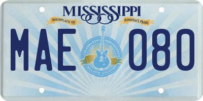 MS license plate MAE080