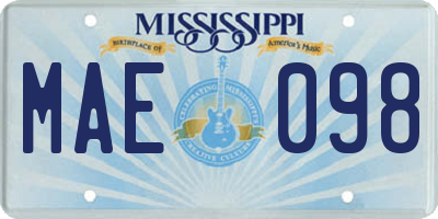 MS license plate MAE098