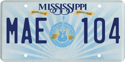 MS license plate MAE104