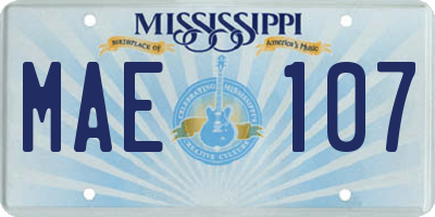 MS license plate MAE107