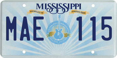 MS license plate MAE115