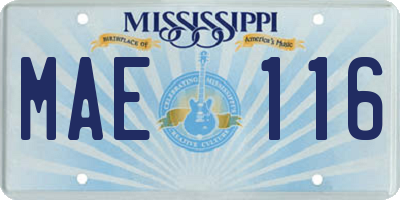 MS license plate MAE116