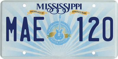 MS license plate MAE120