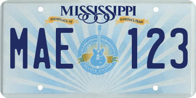 MS license plate MAE123