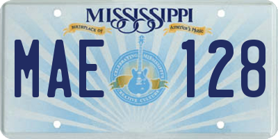 MS license plate MAE128