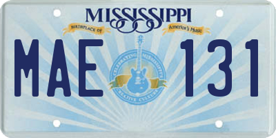 MS license plate MAE131