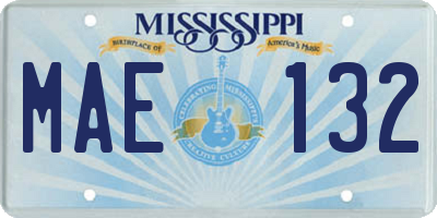 MS license plate MAE132