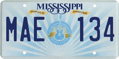 MS license plate MAE134