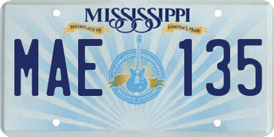 MS license plate MAE135