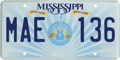MS license plate MAE136