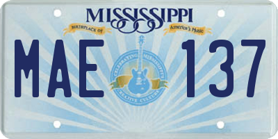 MS license plate MAE137