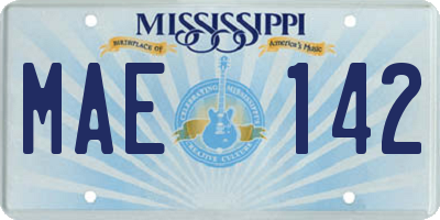 MS license plate MAE142