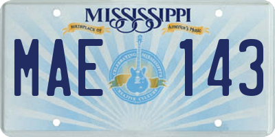 MS license plate MAE143