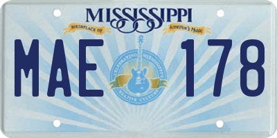 MS license plate MAE178