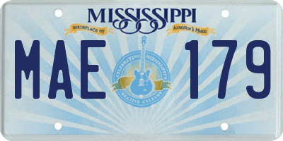MS license plate MAE179