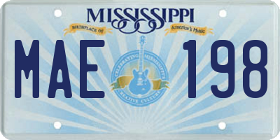 MS license plate MAE198