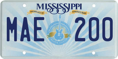 MS license plate MAE200