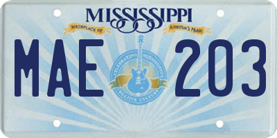 MS license plate MAE203