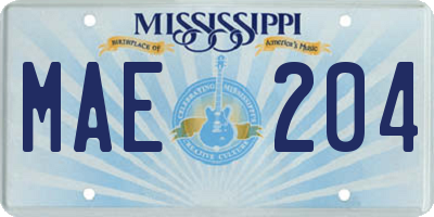 MS license plate MAE204
