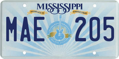 MS license plate MAE205