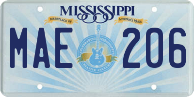 MS license plate MAE206