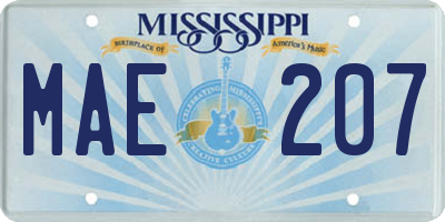 MS license plate MAE207