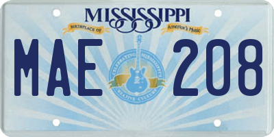MS license plate MAE208