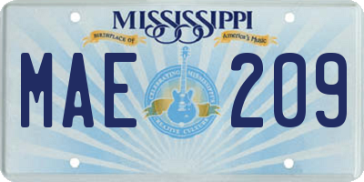 MS license plate MAE209
