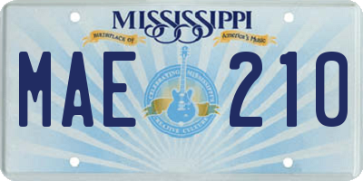MS license plate MAE210