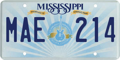 MS license plate MAE214