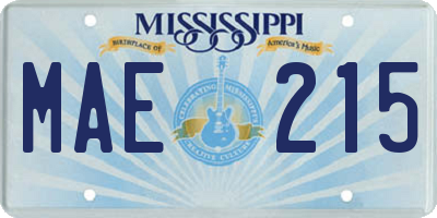 MS license plate MAE215