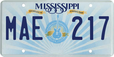 MS license plate MAE217
