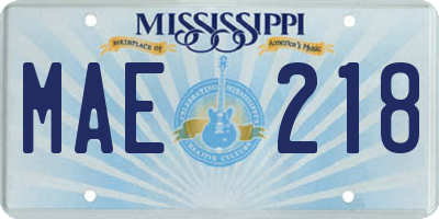 MS license plate MAE218