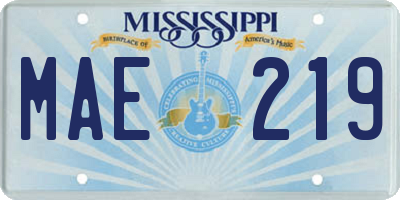 MS license plate MAE219